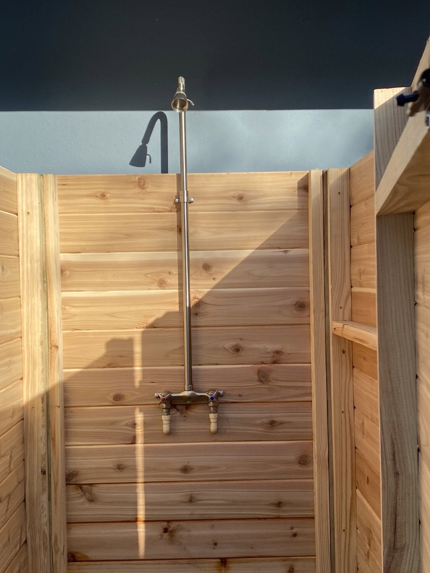 Cedar outdoor shower built by Reliant