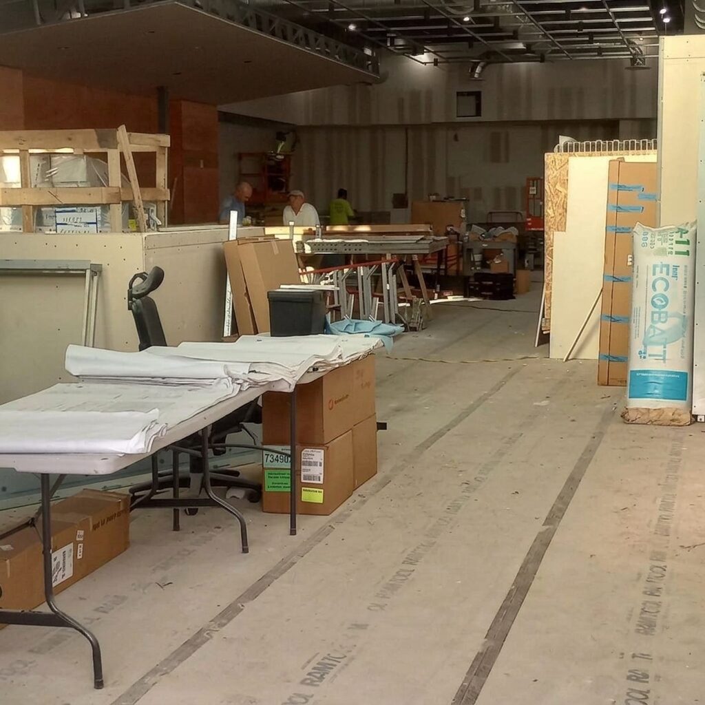 A commercial interior build-out in progress on a Reliant job
